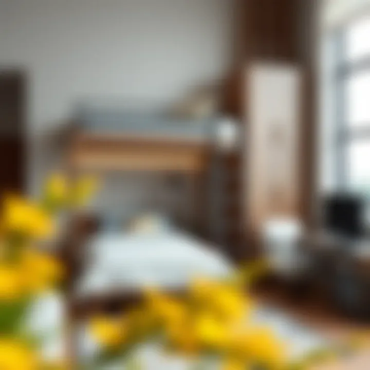 Loft bed in a contemporary bedroom setting