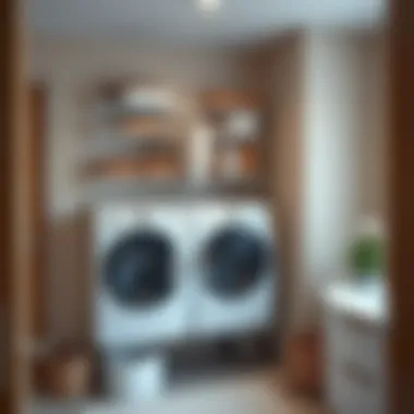 Creative wall-mounted drying racks in a modern laundry room