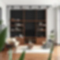 Elegant track shelving in a modern living room