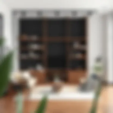 Elegant Track Shelving in Living Room Elegant track shelving in a modern living room