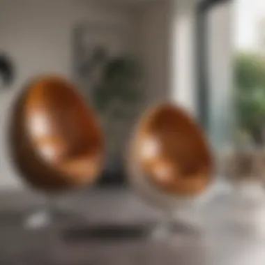 Various styles of egg chairs showcased together