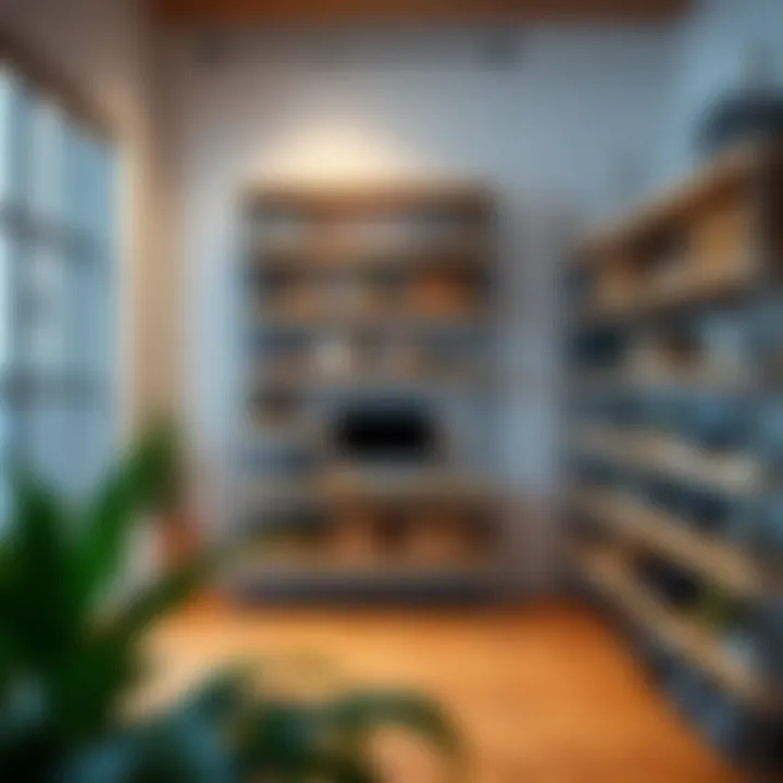 Well-arranged store room shelves maximizing functionality