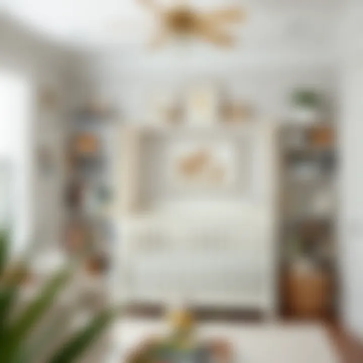 A beautifully organized nursery with bookshelves and decor