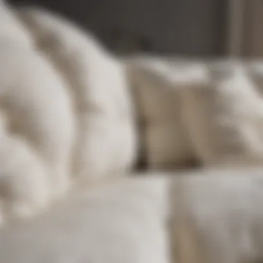 Close-up of white overstuffed sofa fabric showcasing texture