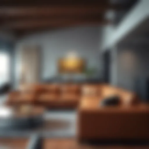 Luxurious leather sectional in a modern living room setting