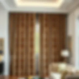 Luxurious velvet curtain with intricate floral patterns