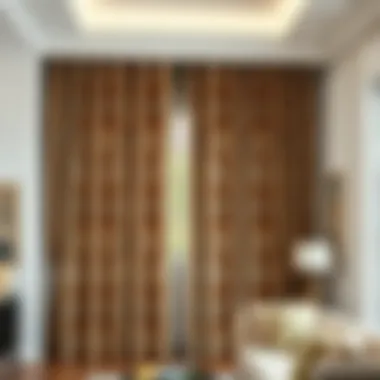 Luxurious velvet curtain with intricate floral patterns