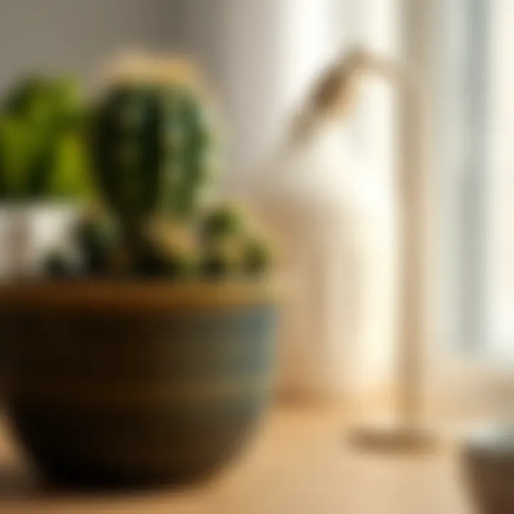 Close-up of a beautifully designed cactus pot highlighting intricate patterns