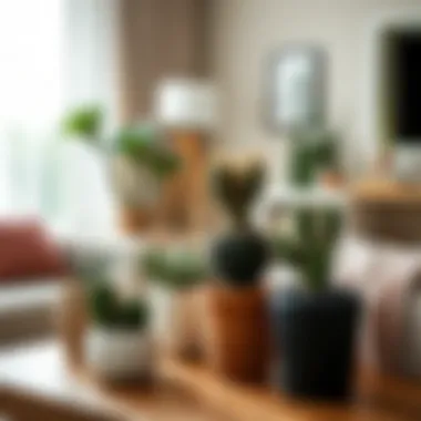 A serene living space featuring succulent plants in stylish cactus pots