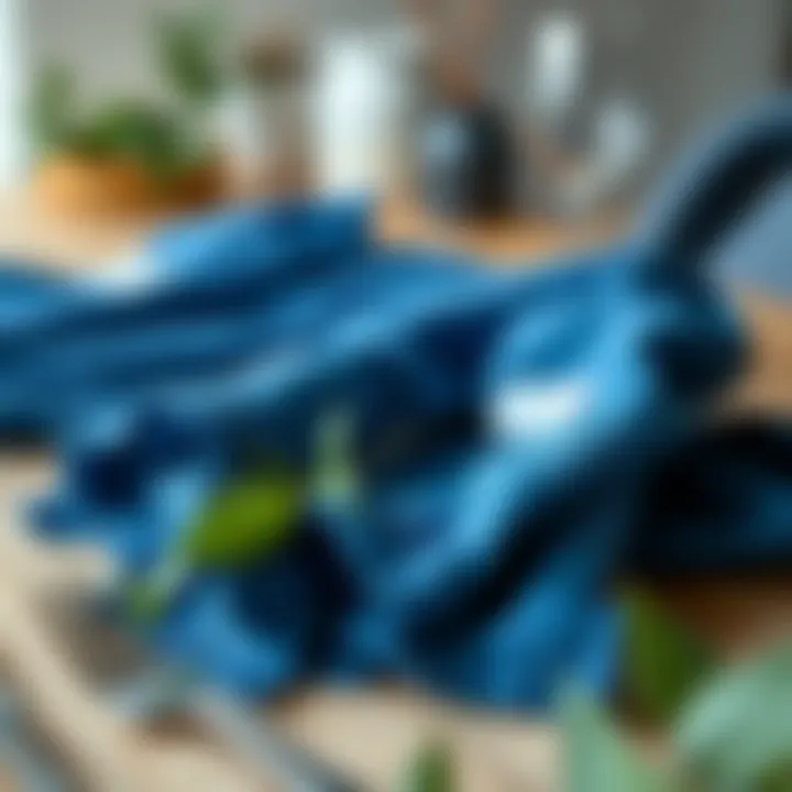 Environmentally-friendly blue napkins displayed with eco-conscious branding