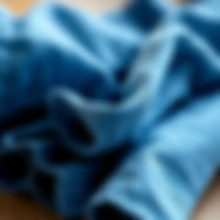 Close-up of different textures and materials of blue napkins