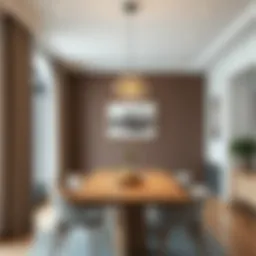 Elegant single pendant light illuminating a modern dining area