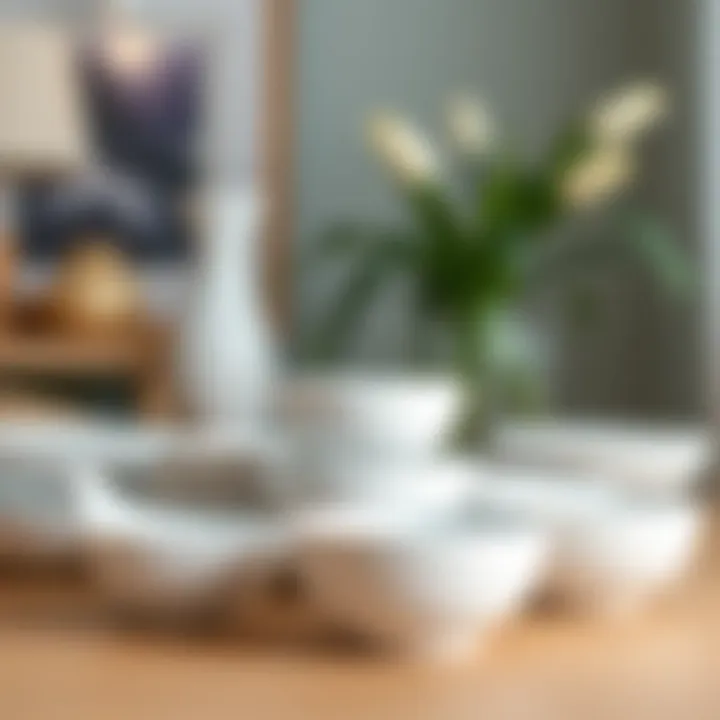 Various small white bowls showcasing different decorative styles