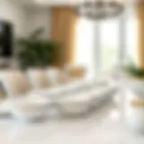 Elegant small white bowls arranged on a sleek dining table