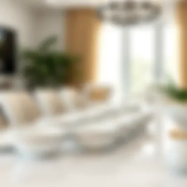 Elegant small white bowls arranged on a sleek dining table