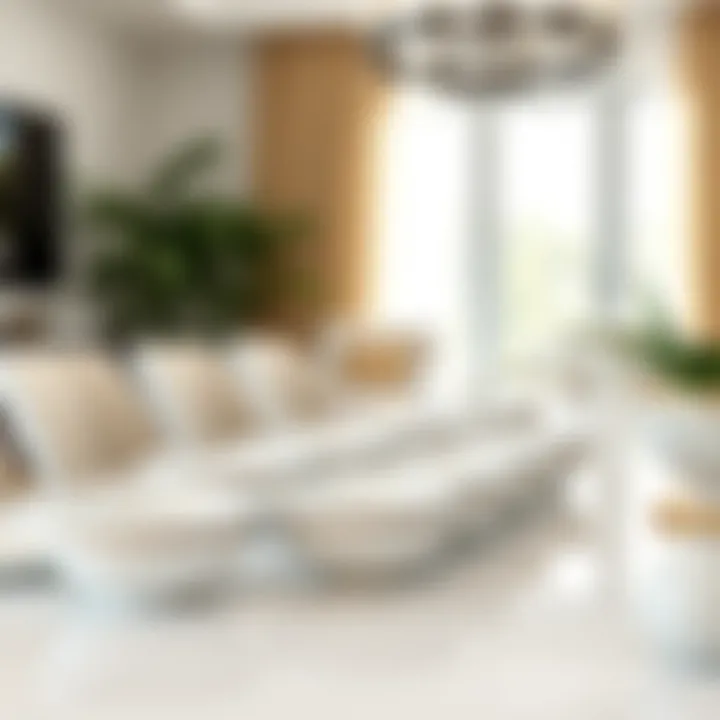 Elegant small white bowls arranged on a sleek dining table