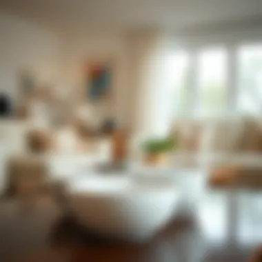 Small white bowls creatively placed in a living room setting