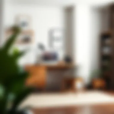 Compact small desk with side drawers in a minimalistic workspace