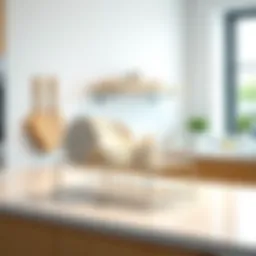 Sleek folding dish drainer rack in a minimalist kitchen setting