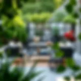 Elegant three-piece patio sofa set in a modern garden