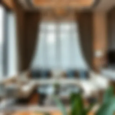 Elegance in Privacy Elegant living room featuring under curtain sheers for enhanced privacy