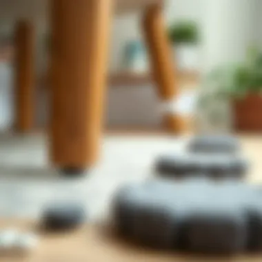 Close-up of different materials used for floor protectors