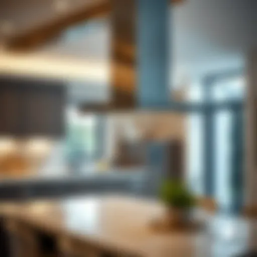 Modern island exhaust fan in a contemporary kitchen setting