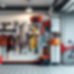 Stylish wall mounted tool organizer in a modern garage