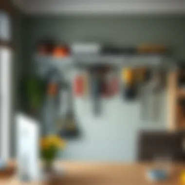 Aesthetic wall mounted tool storage in a chic home office