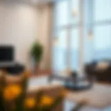 Elegant wire free lamp illuminating a modern living room